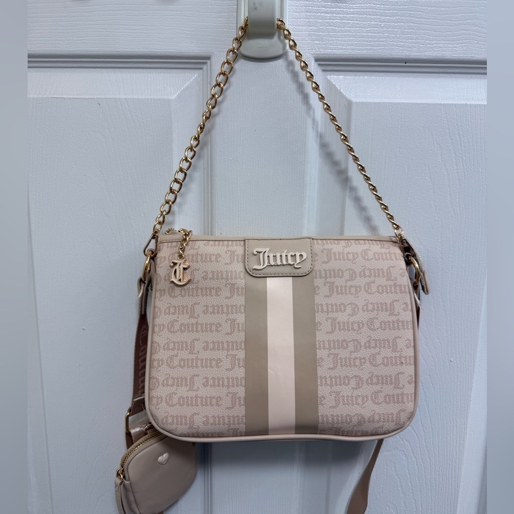 NWT Juicy Couture State Of My Heart Crossbody Bag & Pouch in Sandstone